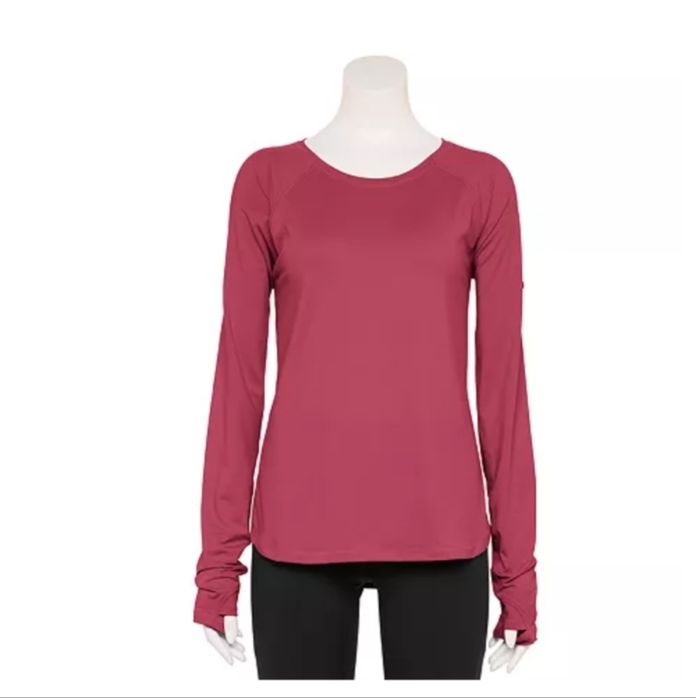 Tek Gear Adaptive Long Sleeve Performance Tee Color: Deco Sangria, LARGE (EUC)